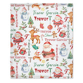 Name Custom Personalized Santa Claus Reindeer Snowman Christmas Blanket Home Decor Christmas Gifts For Kids Family Friends